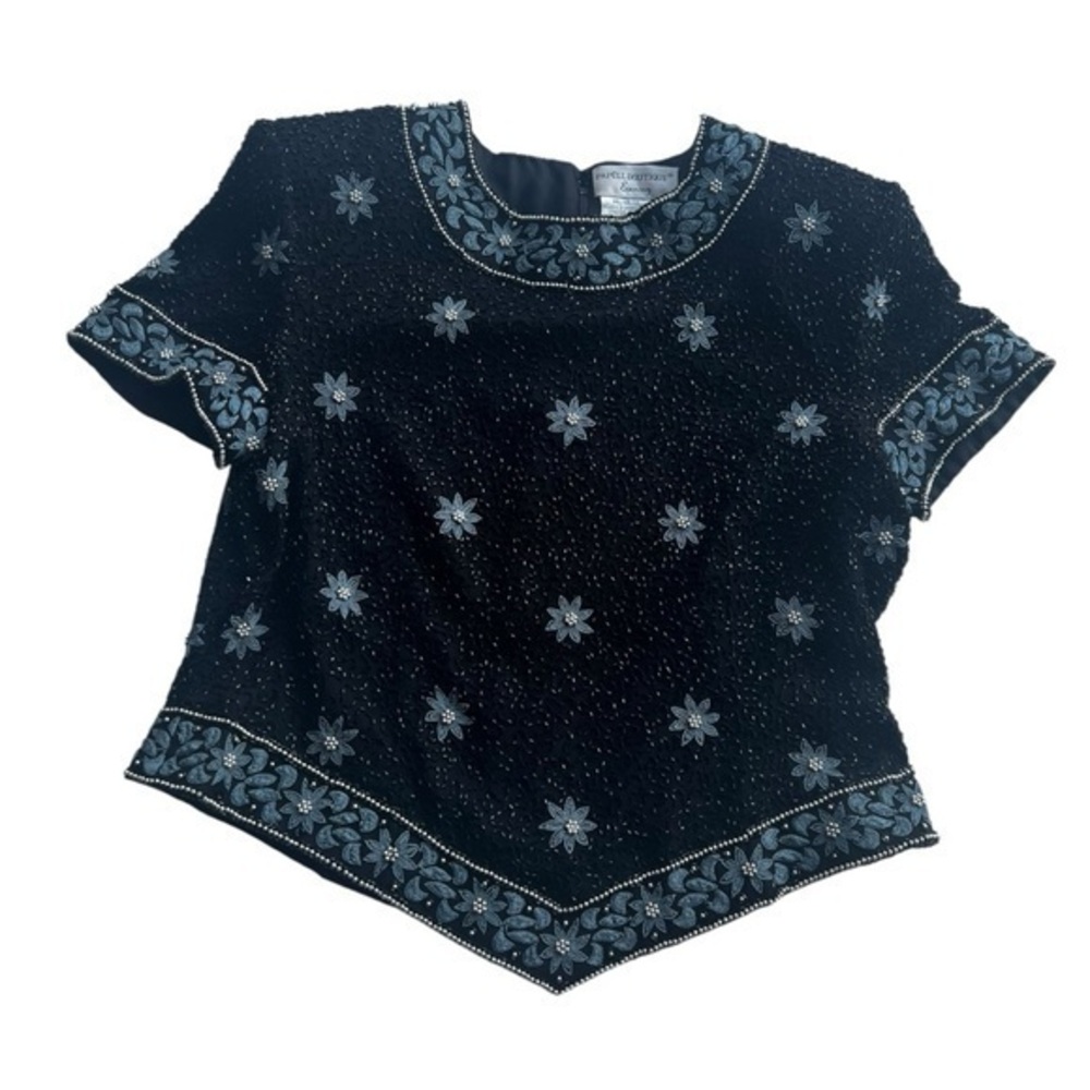 Papillon Boutique Evening Black Sequined Top‎ Size X-Large